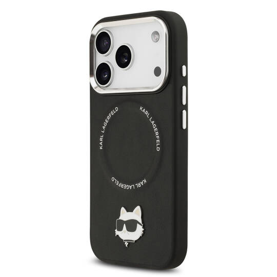 Apple iPhone 17 Pro Max Kılıf Karl Lagerfeld Orjinal Lisanslı M-safe Şarj Özellikli Metal Kamera ve Buton Tasarımlı Choupette PU Deri Kapak - 3