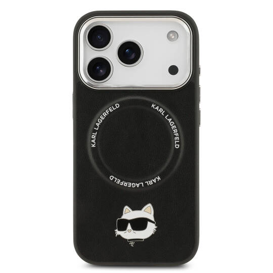 Apple iPhone 17 Pro Max Kılıf Karl Lagerfeld Orjinal Lisanslı M-safe Şarj Özellikli Metal Kamera ve Buton Tasarımlı Choupette PU Deri Kapak - 4