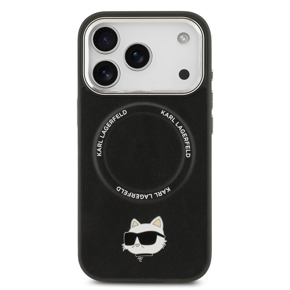 Apple iPhone 17 Pro Max Kılıf Karl Lagerfeld Orjinal Lisanslı M-safe Şarj Özellikli Metal Kamera ve Buton Tasarımlı Choupette PU Deri Kapak - 4