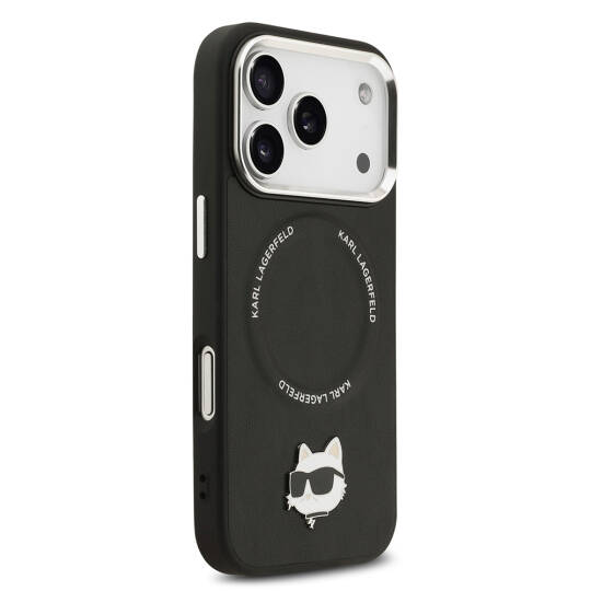 Apple iPhone 17 Pro Max Kılıf Karl Lagerfeld Orjinal Lisanslı M-safe Şarj Özellikli Metal Kamera ve Buton Tasarımlı Choupette PU Deri Kapak - 5