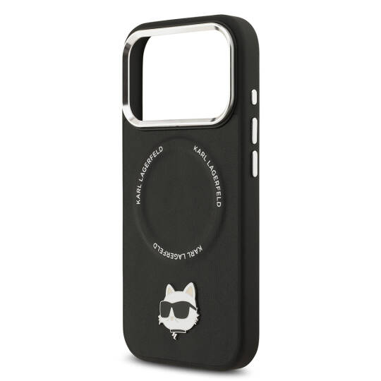 Apple iPhone 17 Pro Max Kılıf Karl Lagerfeld Orjinal Lisanslı M-safe Şarj Özellikli Metal Kamera ve Buton Tasarımlı Choupette PU Deri Kapak - 7