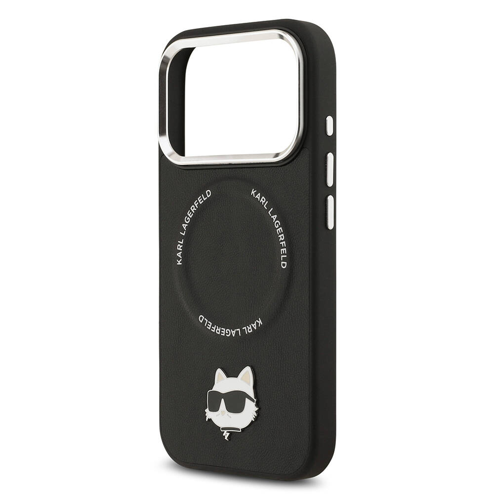 Apple iPhone 17 Pro Max Kılıf Karl Lagerfeld Orjinal Lisanslı M-safe Şarj Özellikli Metal Kamera ve Buton Tasarımlı Choupette PU Deri Kapak - 7