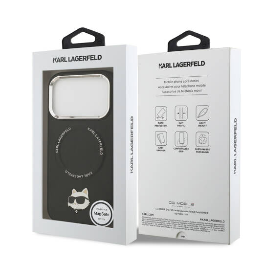 Apple iPhone 17 Pro Max Kılıf Karl Lagerfeld Orjinal Lisanslı M-safe Şarj Özellikli Metal Kamera ve Buton Tasarımlı Choupette PU Deri Kapak - 9