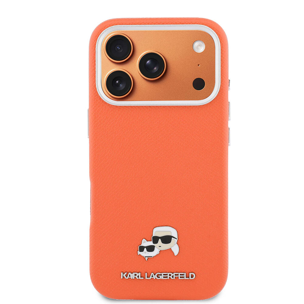 Apple iPhone 17 Pro Max Kılıf Karl Lagerfeld Orjinal Lisanslı M-safe Şarj Özellikli Metal Kamera ve Buton Tasarımlı K&C Head Logolu PU Deri Kapak - 3