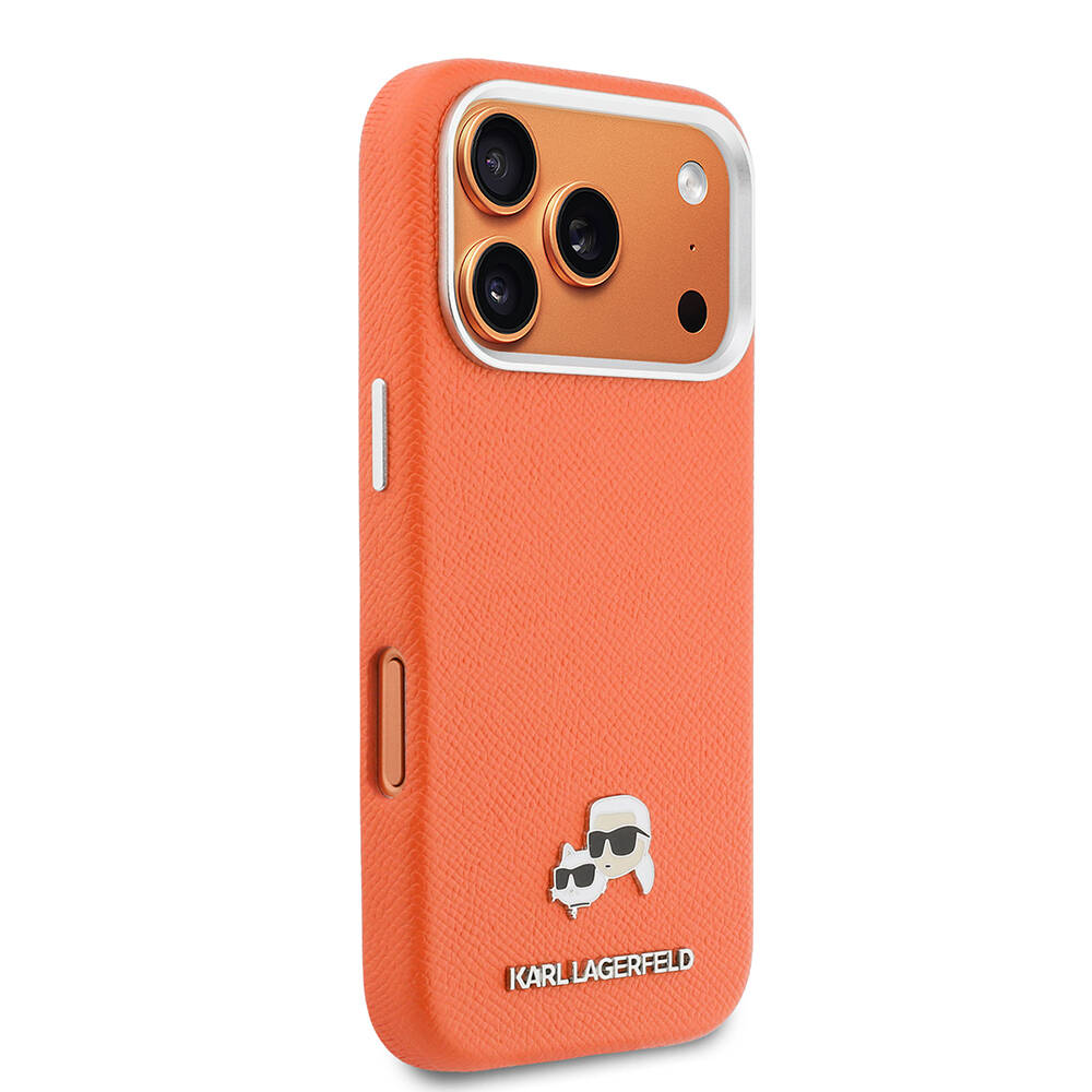 Apple iPhone 17 Pro Max Kılıf Karl Lagerfeld Orjinal Lisanslı M-safe Şarj Özellikli Metal Kamera ve Buton Tasarımlı K&C Head Logolu PU Deri Kapak - 4