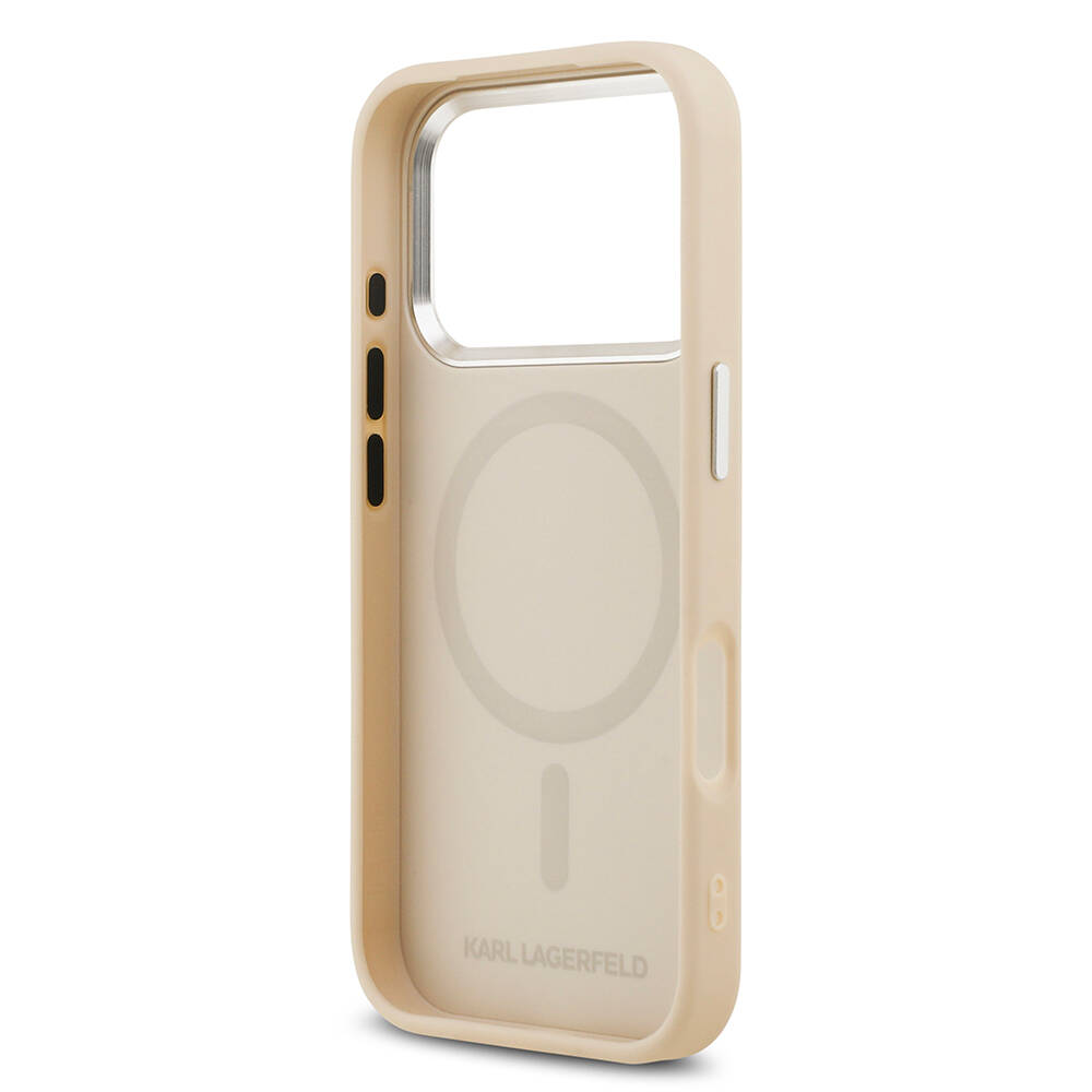 Apple iPhone 17 Pro Max Kılıf Karl Lagerfeld Orjinal Lisanslı M-safe Şarj Özellikli Metal Kamera ve Buton Tasarımlı K&C PU Deri Kapak - 16