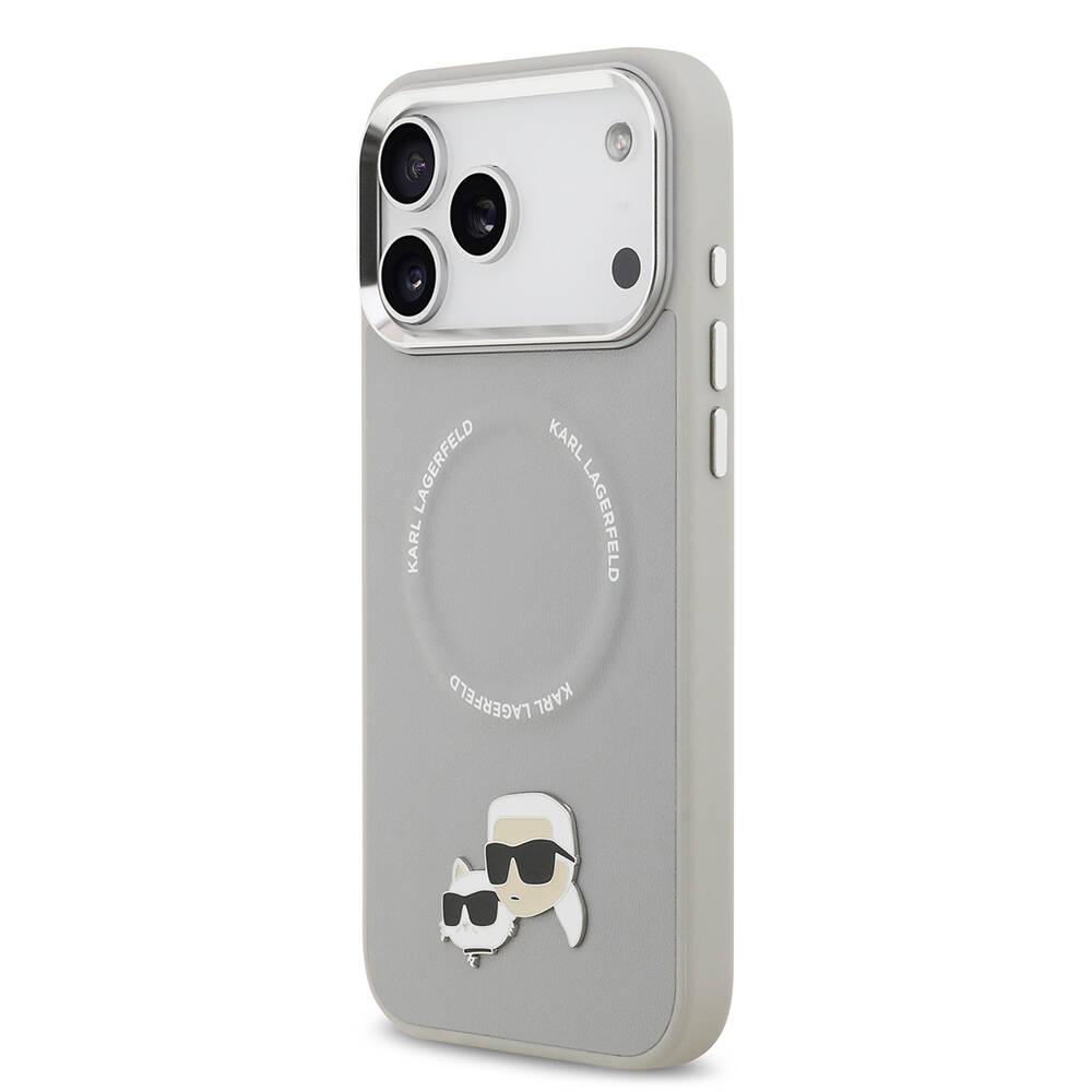 Apple iPhone 17 Pro Max Kılıf Karl Lagerfeld Orjinal Lisanslı M-safe Şarj Özellikli Metal Kamera ve Buton Tasarımlı K&C PU Deri Kapak - 17