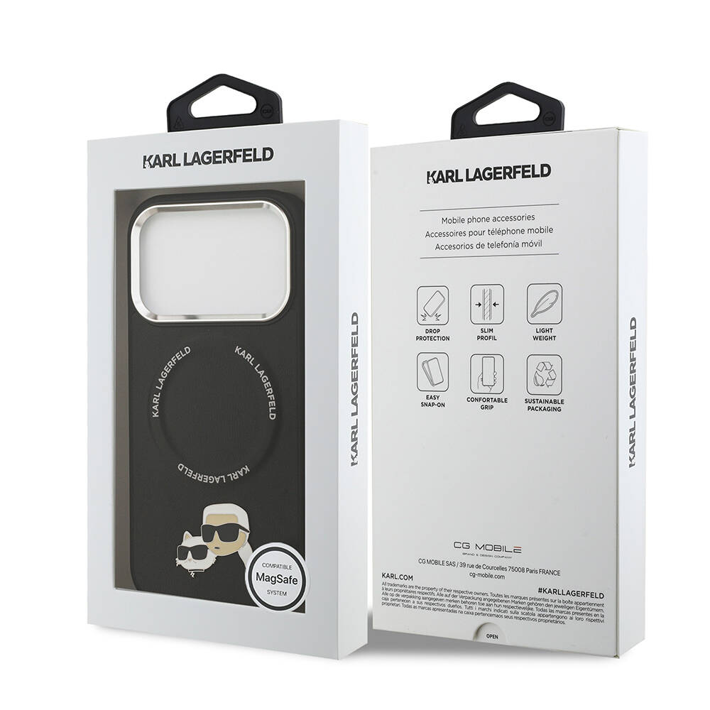 Apple iPhone 17 Pro Max Kılıf Karl Lagerfeld Orjinal Lisanslı M-safe Şarj Özellikli Metal Kamera ve Buton Tasarımlı K&C PU Deri Kapak - 23