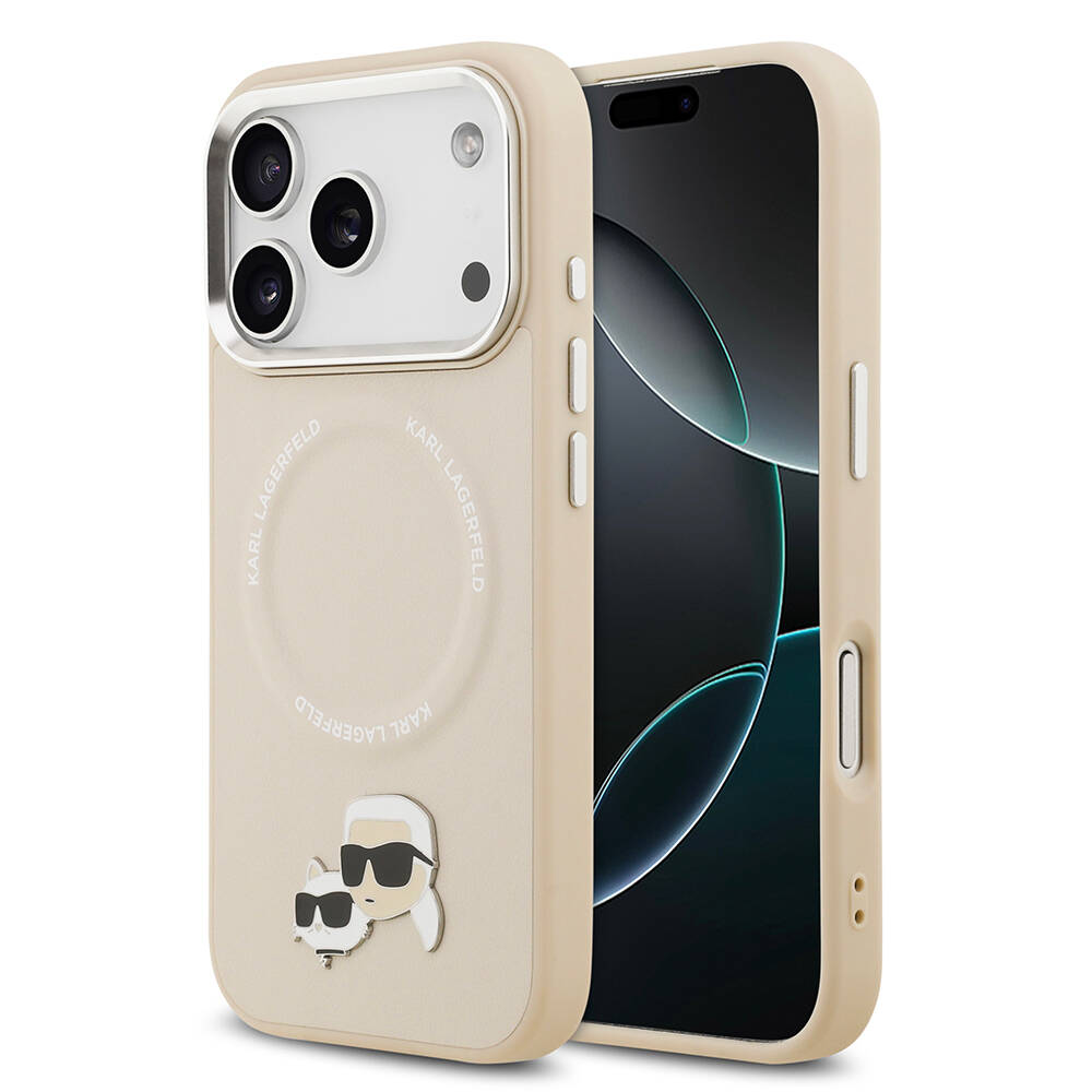 Apple iPhone 17 Pro Max Kılıf Karl Lagerfeld Orjinal Lisanslı M-safe Şarj Özellikli Metal Kamera ve Buton Tasarımlı K&C PU Deri Kapak - 1