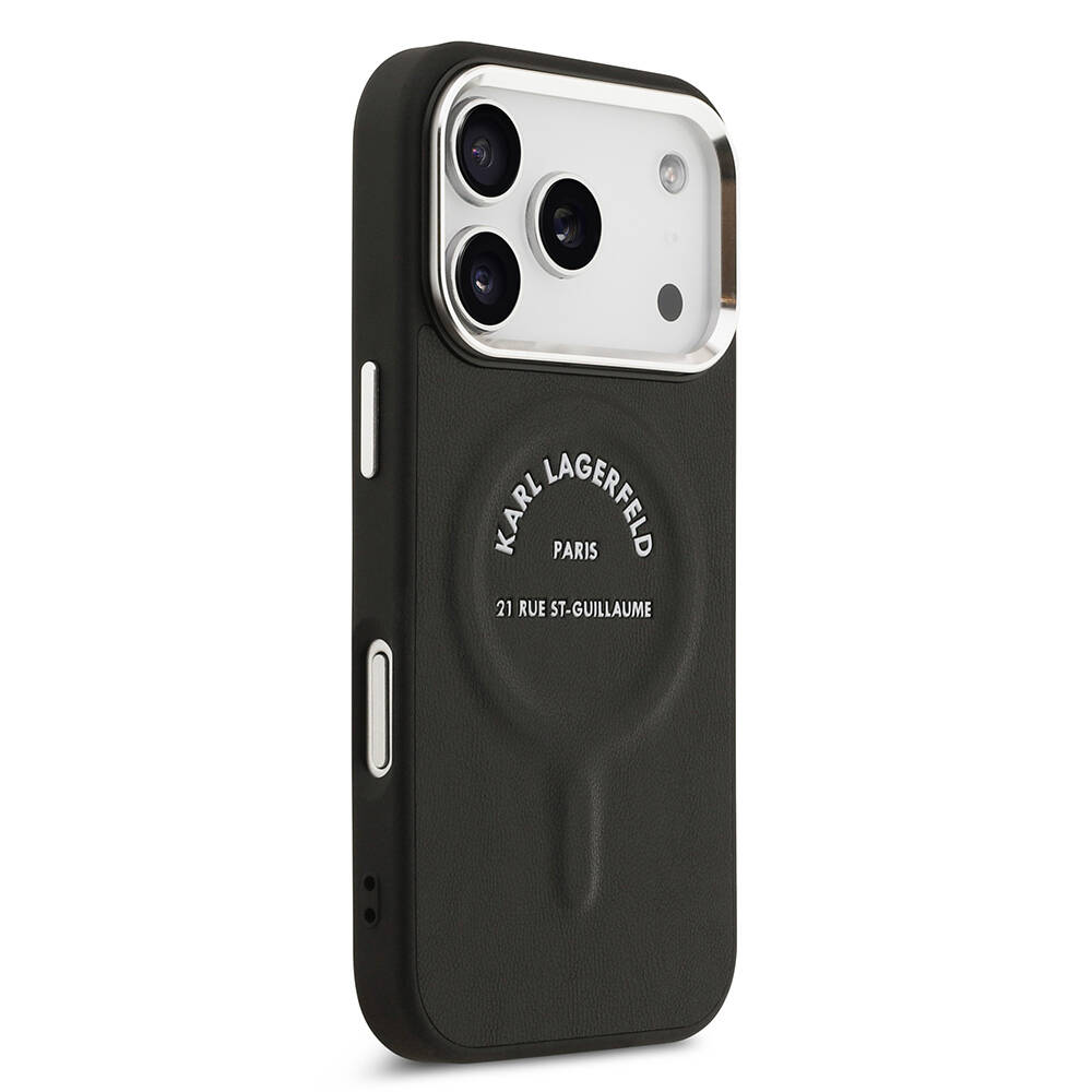 Apple iPhone 17 Pro Max Kılıf Karl Lagerfeld Orjinal Lisanslı M-safe Şarj Özellikli Metal Kamera ve Buton Tasarımlı Paris RSG PU Deri Kapak - 6