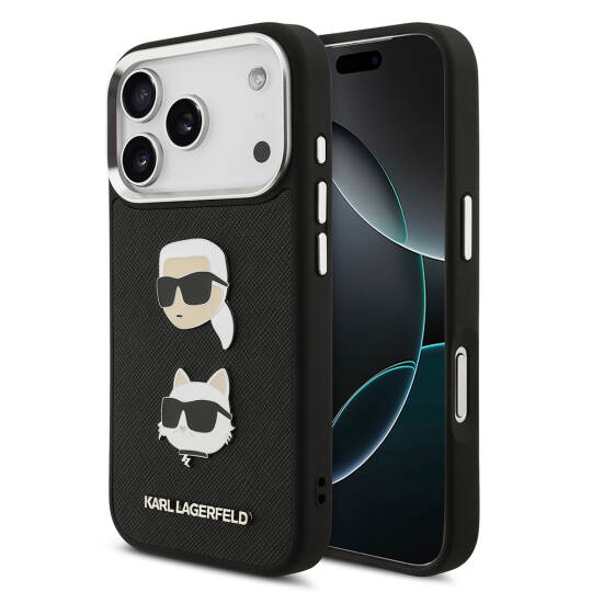 Apple iPhone 17 Pro Max Kılıf Karl Lagerfeld Orjinal Lisanslı Metal Logolu K&C Heads Pin Kapak - 3