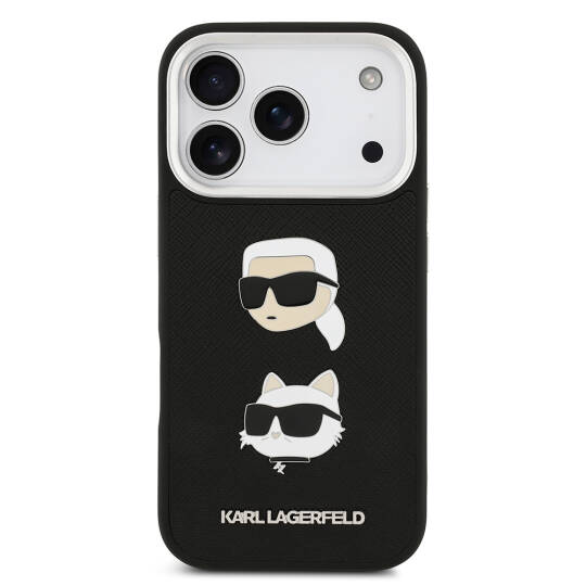 Apple iPhone 17 Pro Max Kılıf Karl Lagerfeld Orjinal Lisanslı Metal Logolu K&C Heads Pin Kapak - 5