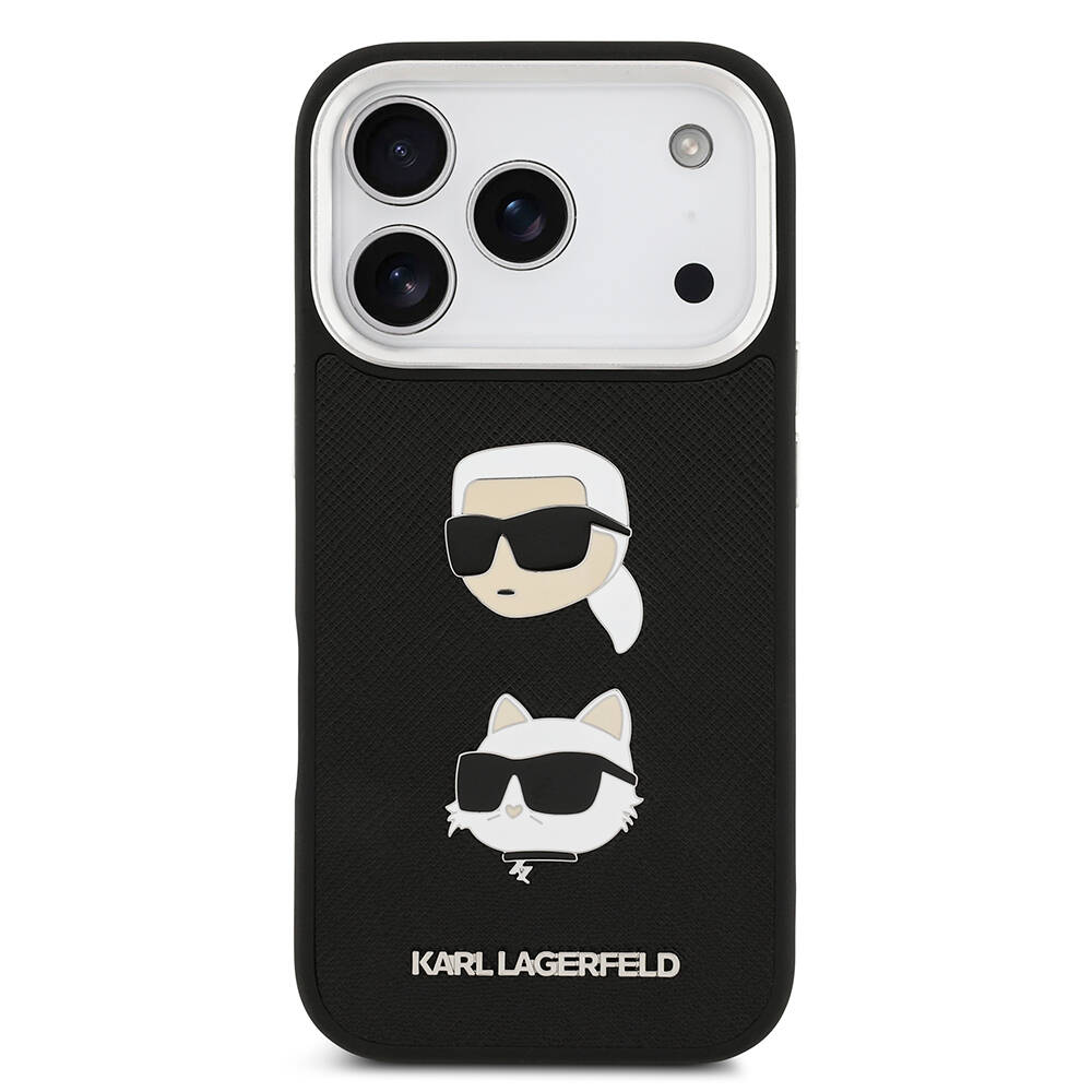 Apple iPhone 17 Pro Max Kılıf Karl Lagerfeld Orjinal Lisanslı Metal Logolu K&C Heads Pin Kapak - 5