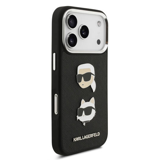 Apple iPhone 17 Pro Max Kılıf Karl Lagerfeld Orjinal Lisanslı Metal Logolu K&C Heads Pin Kapak - 6