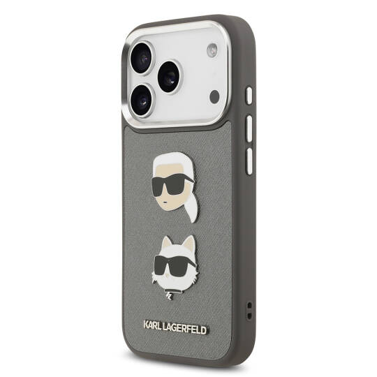 Apple iPhone 17 Pro Max Kılıf Karl Lagerfeld Orjinal Lisanslı Metal Logolu K&C Heads Pin Kapak - 10