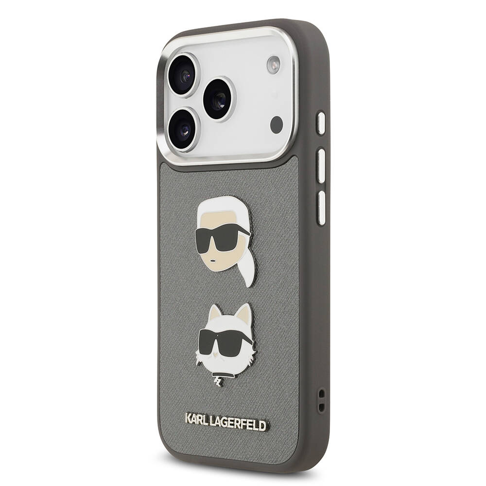 Apple iPhone 17 Pro Max Kılıf Karl Lagerfeld Orjinal Lisanslı Metal Logolu K&C Heads Pin Kapak - 10