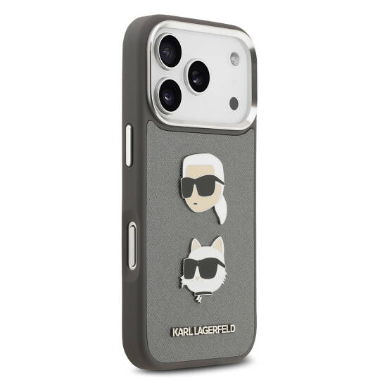 Apple iPhone 17 Pro Max Kılıf Karl Lagerfeld Orjinal Lisanslı Metal Logolu K&C Heads Pin Kapak - 12
