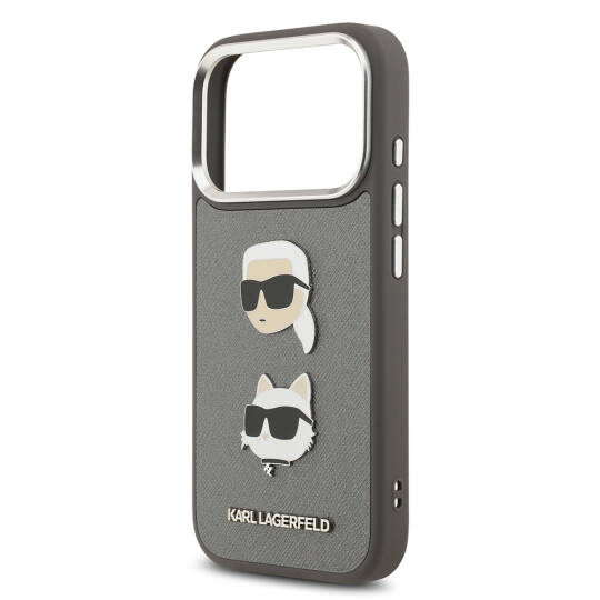 Apple iPhone 17 Pro Max Kılıf Karl Lagerfeld Orjinal Lisanslı Metal Logolu K&C Heads Pin Kapak - 14