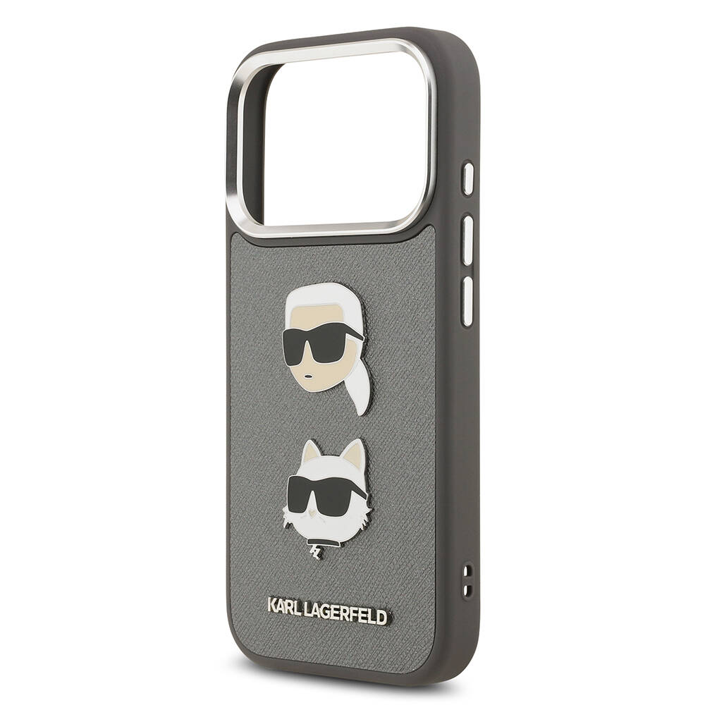 Apple iPhone 17 Pro Max Kılıf Karl Lagerfeld Orjinal Lisanslı Metal Logolu K&C Heads Pin Kapak - 14