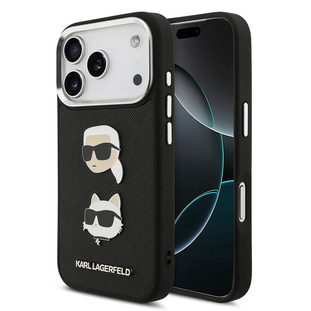 Apple iPhone 17 Pro Max Kılıf Karl Lagerfeld Orjinal Lisanslı Metal Logolu K&C Heads Pin Kapak - 2