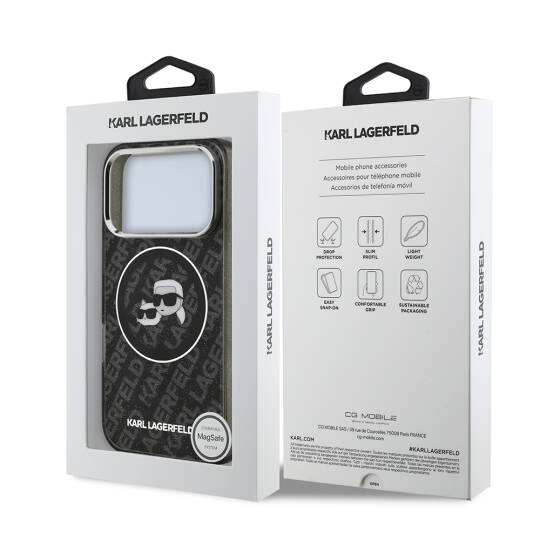 Apple iPhone 17 Pro Max Kılıf Karl Lagerfeld Orjinal Lisanslı Parlayan Simli Karl & Choupette Heads Kapak - 23