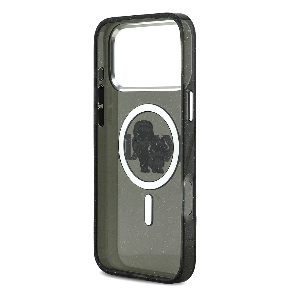 Apple iPhone 17 Pro Max Kılıf Karl Lagerfeld Orjinal Lisanslı Parlayan Simli Karl & Choupette Sketch Logo Kapak - 8