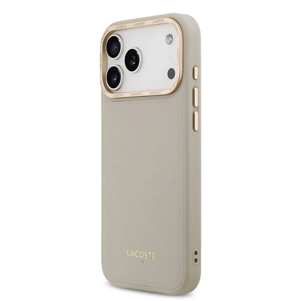 Apple iPhone 17 Pro Max Kılıf Lacoste Orjinal Lisanslı M-safe Şarj Özellikli Champs Elysees PU Deri Tasarımlı Kapak - 6