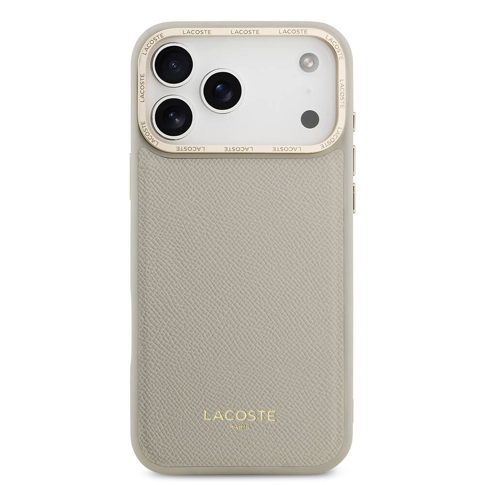 Apple iPhone 17 Pro Max Kılıf Lacoste Orjinal Lisanslı M-safe Şarj Özellikli Champs Elysees PU Deri Tasarımlı Kapak - 8