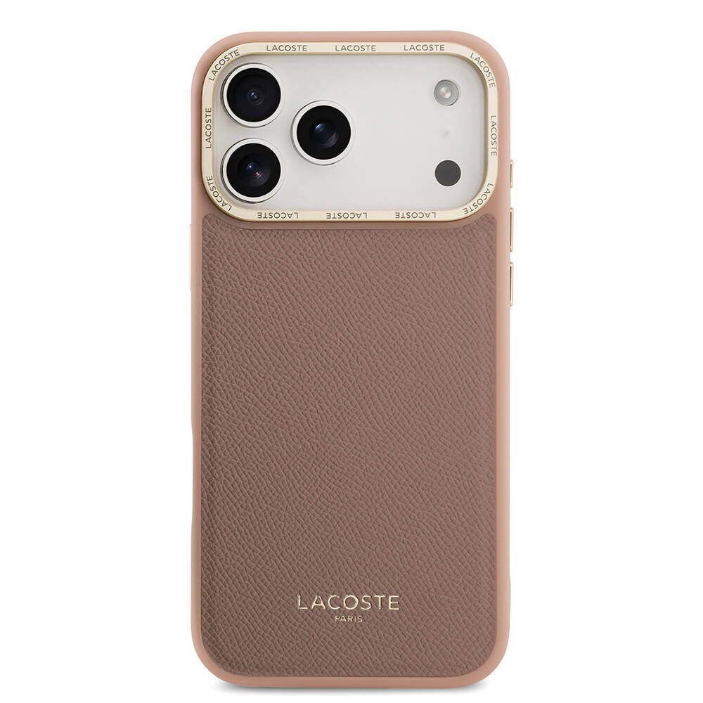 Apple iPhone 17 Pro Max Kılıf Lacoste Orjinal Lisanslı M-safe Şarj Özellikli Champs Elysees PU Deri Tasarımlı Kapak - 9