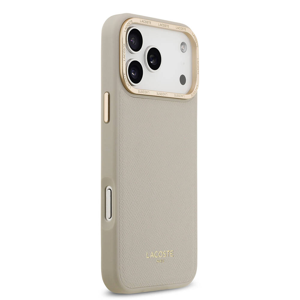 Apple iPhone 17 Pro Max Kılıf Lacoste Orjinal Lisanslı M-safe Şarj Özellikli Champs Elysees PU Deri Tasarımlı Kapak - 11
