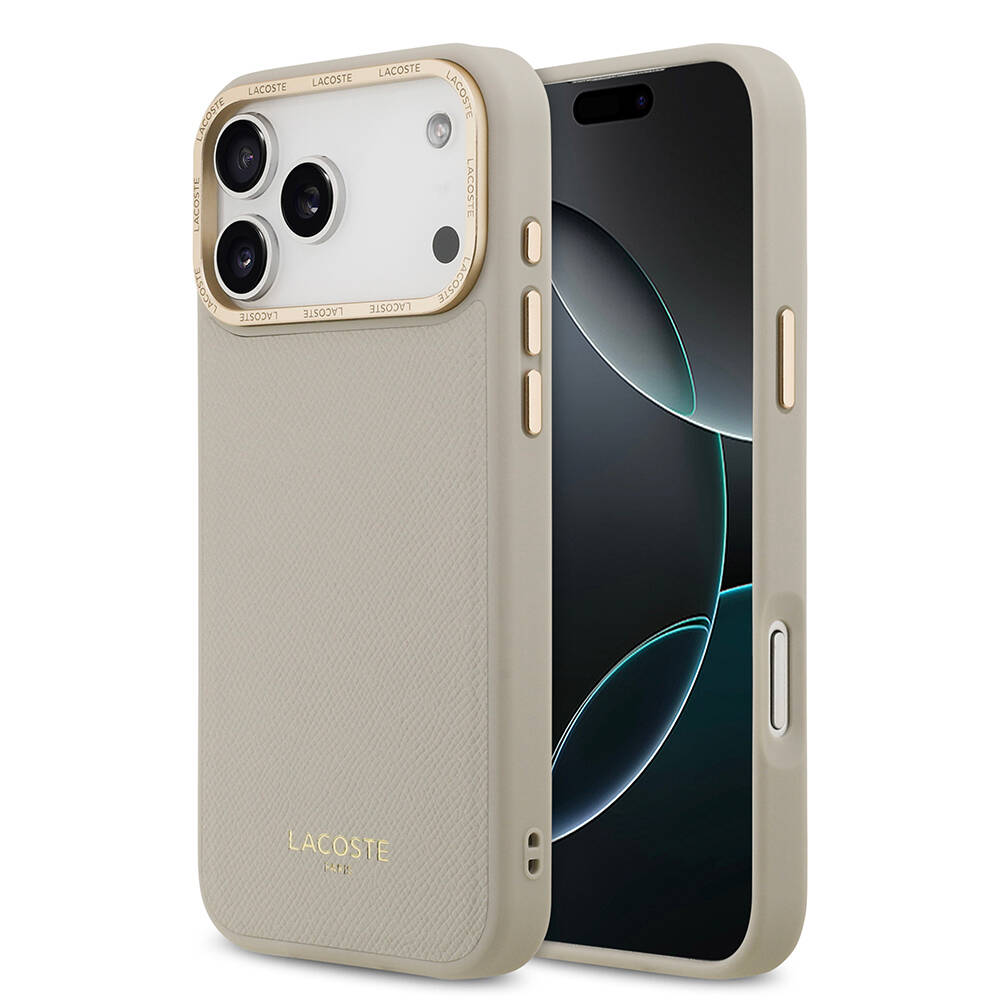 Apple iPhone 17 Pro Max Kılıf Lacoste Orjinal Lisanslı M-safe Şarj Özellikli Champs Elysees PU Deri Tasarımlı Kapak - 3