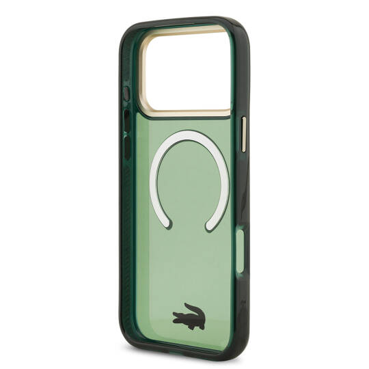 Apple iPhone 17 Pro Max Kılıf Lacoste Orjinal Lisanslı M-safe Şarj Özellikli Gold Timsah Logolu Buzlu Kapak - 10
