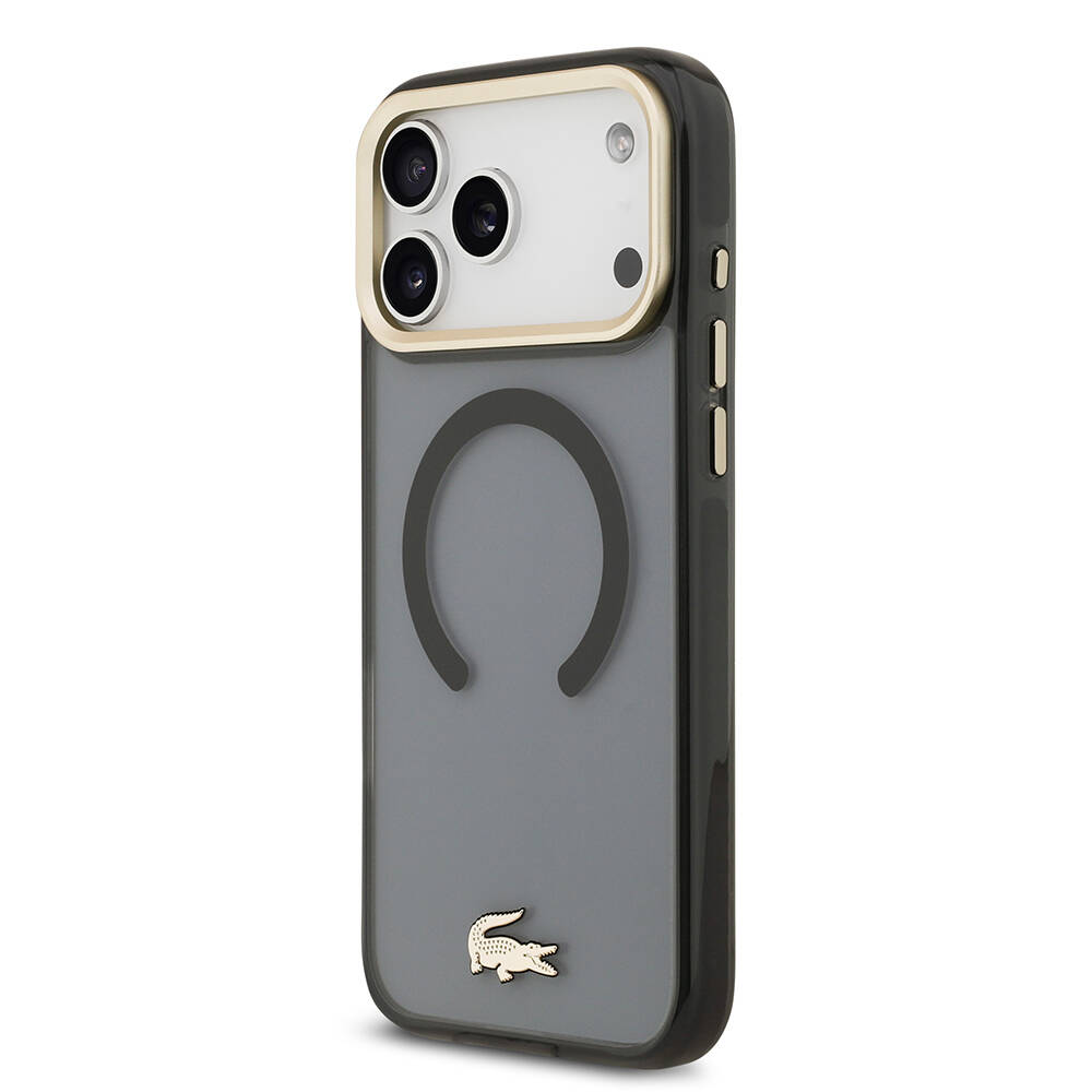 Apple iPhone 17 Pro Max Kılıf Lacoste Orjinal Lisanslı M-safe Şarj Özellikli Gold Timsah Logolu Buzlu Kapak - 11