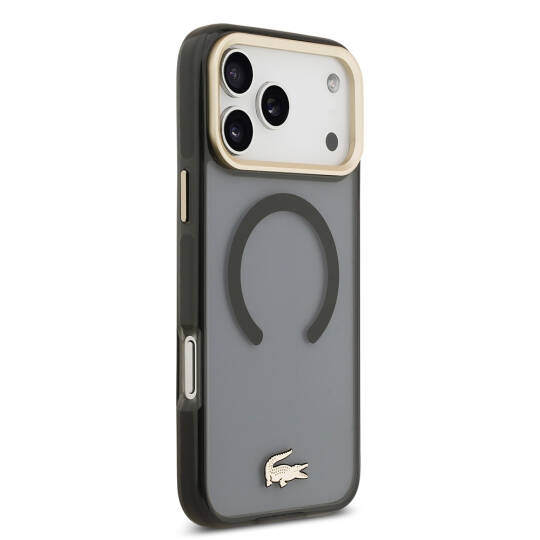 Apple iPhone 17 Pro Max Kılıf Lacoste Orjinal Lisanslı M-safe Şarj Özellikli Gold Timsah Logolu Buzlu Kapak - 13