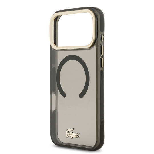 Apple iPhone 17 Pro Max Kılıf Lacoste Orjinal Lisanslı M-safe Şarj Özellikli Gold Timsah Logolu Buzlu Kapak - 15