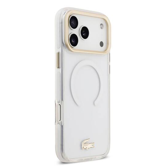 Apple iPhone 17 Pro Max Kılıf Lacoste Orjinal Lisanslı M-safe Şarj Özellikli Gold Timsah Logolu Buzlu Kapak - 19