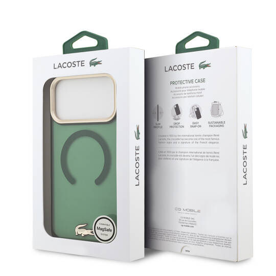 Apple iPhone 17 Pro Max Kılıf Lacoste Orjinal Lisanslı M-safe Şarj Özellikli Gold Timsah Logolu Buzlu Kapak - 23