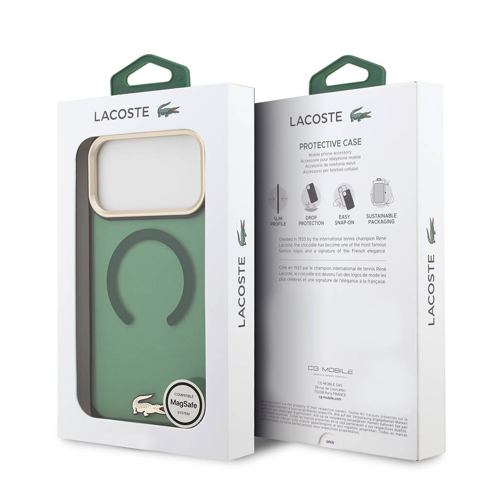 Apple iPhone 17 Pro Max Kılıf Lacoste Orjinal Lisanslı M-safe Şarj Özellikli Gold Timsah Logolu Buzlu Kapak - 23