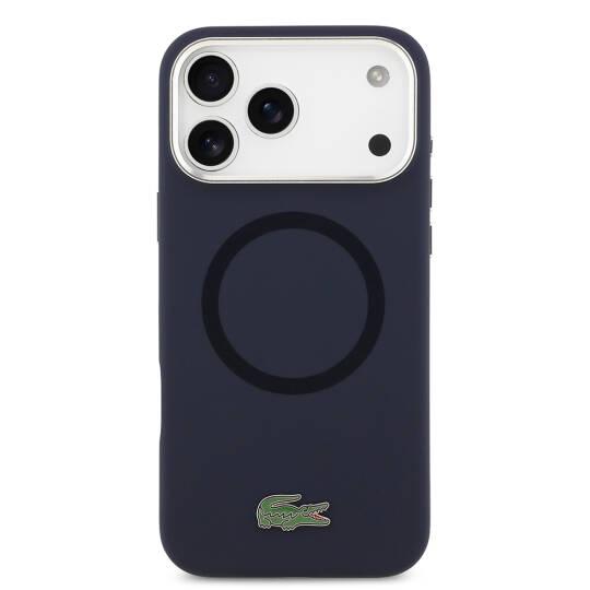 Apple iPhone 17 Pro Max Kılıf Lacoste Orjinal Lisanslı M-safe Şarj Özellikli İkonik Logolu Metal Kamera Çerçeveli Silikon Kapak - 7