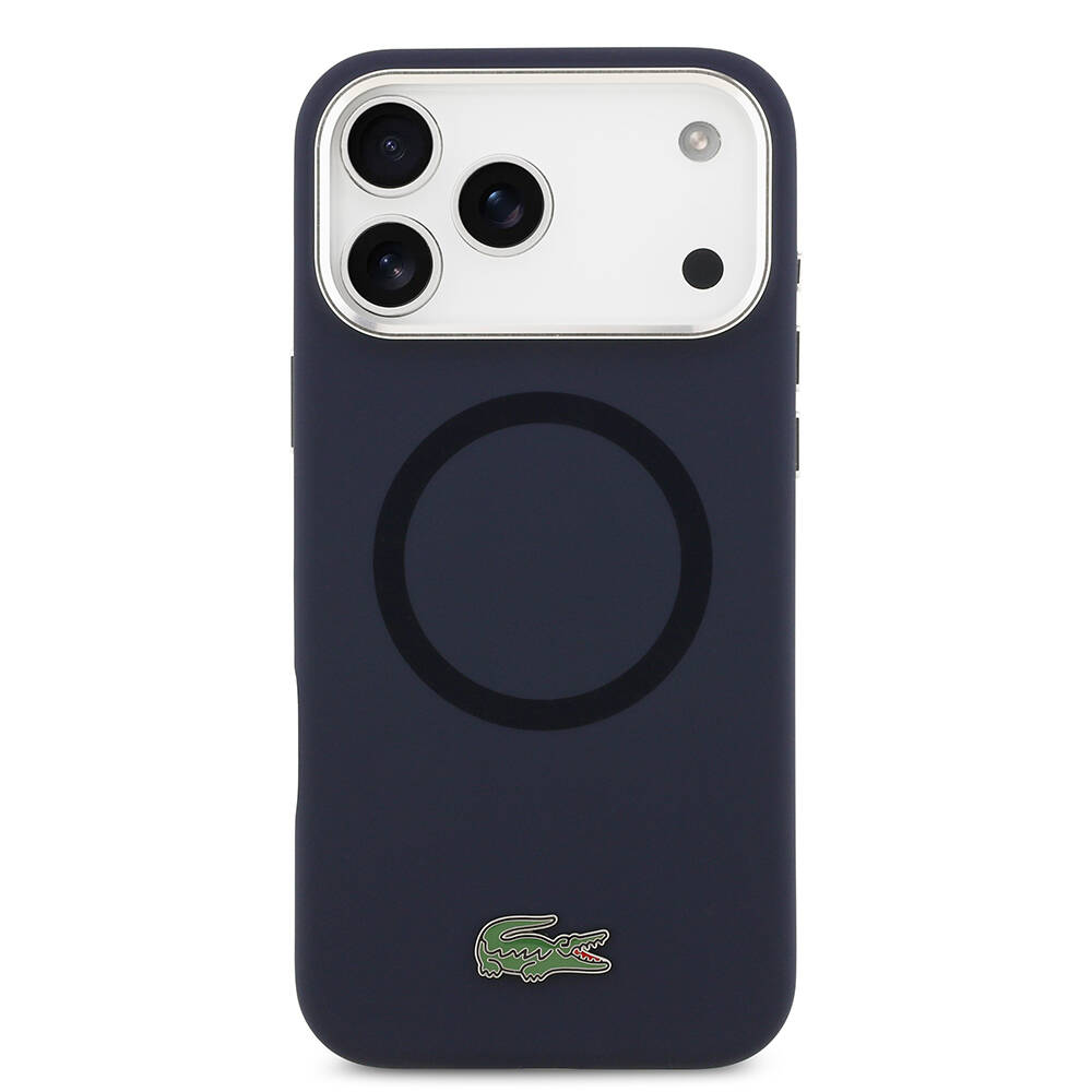 Apple iPhone 17 Pro Max Kılıf Lacoste Orjinal Lisanslı M-safe Şarj Özellikli İkonik Logolu Metal Kamera Çerçeveli Silikon Kapak - 7