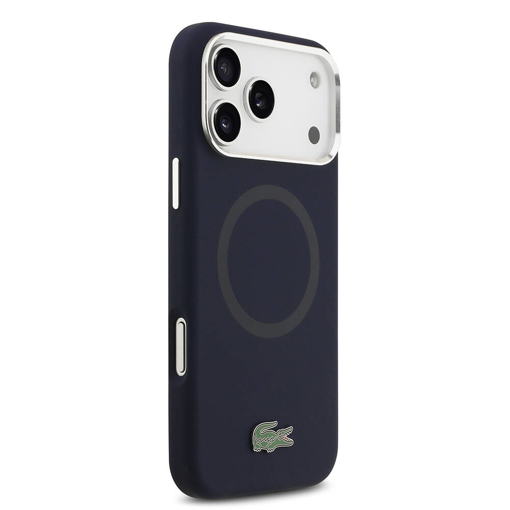 Apple iPhone 17 Pro Max Kılıf Lacoste Orjinal Lisanslı M-safe Şarj Özellikli İkonik Logolu Metal Kamera Çerçeveli Silikon Kapak - 8