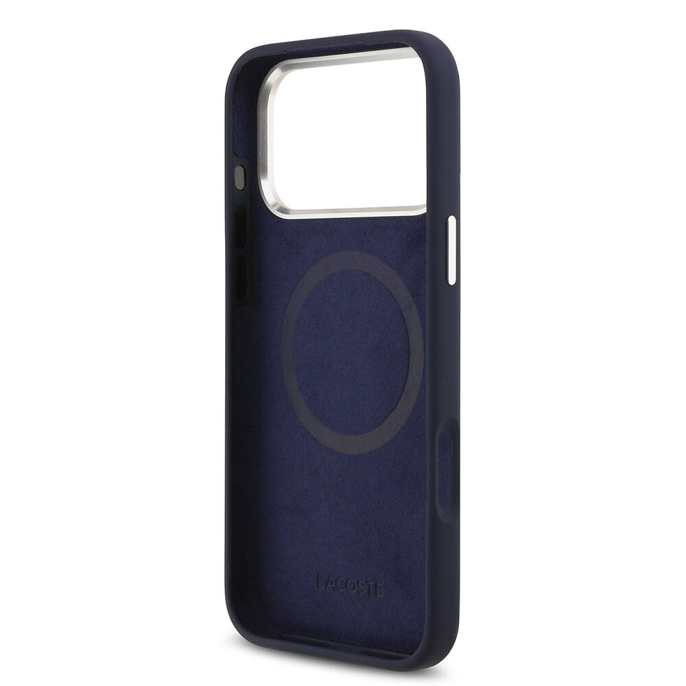 Apple iPhone 17 Pro Max Kılıf Lacoste Orjinal Lisanslı M-safe Şarj Özellikli İkonik Logolu Metal Kamera Çerçeveli Silikon Kapak - 11