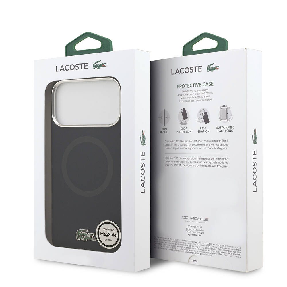 Apple iPhone 17 Pro Max Kılıf Lacoste Orjinal Lisanslı M-safe Şarj Özellikli İkonik Logolu Metal Kamera Çerçeveli Silikon Kapak - 12
