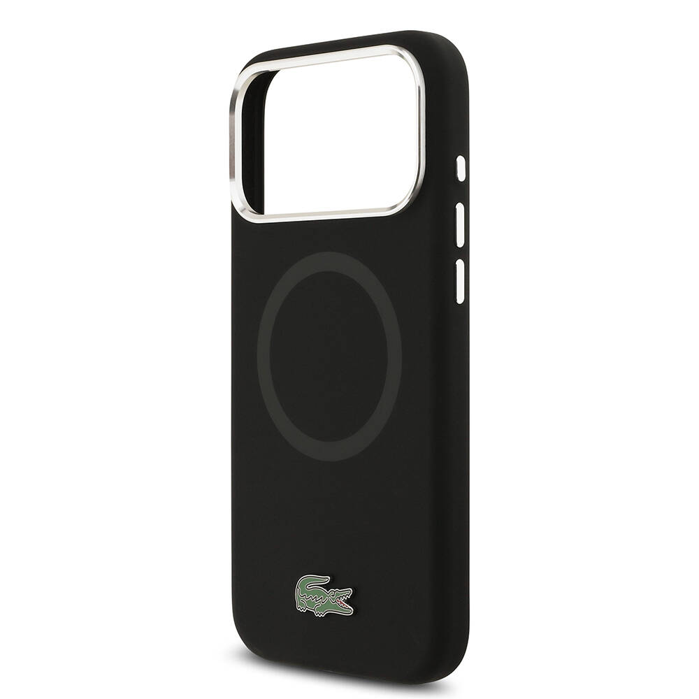 Apple iPhone 17 Pro Max Kılıf Lacoste Orjinal Lisanslı M-safe Şarj Özellikli İkonik Logolu Metal Kamera Çerçeveli Silikon Kapak - 17