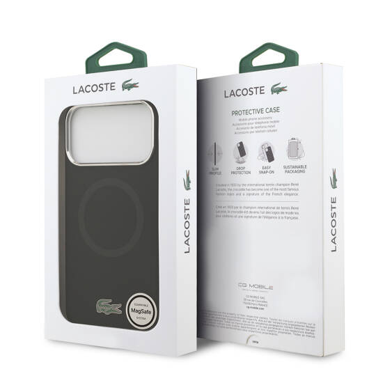 Apple iPhone 17 Pro Max Kılıf Lacoste Orjinal Lisanslı M-safe Şarj Özellikli İkonik Logolu Metal Kamera Çerçeveli Silikon Kapak - 19