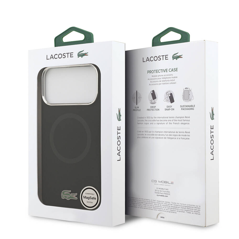 Apple iPhone 17 Pro Max Kılıf Lacoste Orjinal Lisanslı M-safe Şarj Özellikli İkonik Logolu Metal Kamera Çerçeveli Silikon Kapak - 19
