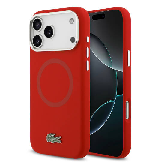 Apple iPhone 17 Pro Max Kılıf Lacoste Orjinal Lisanslı M-safe Şarj Özellikli İkonik Logolu Metal Kamera Çerçeveli Silikon Kapak - 3
