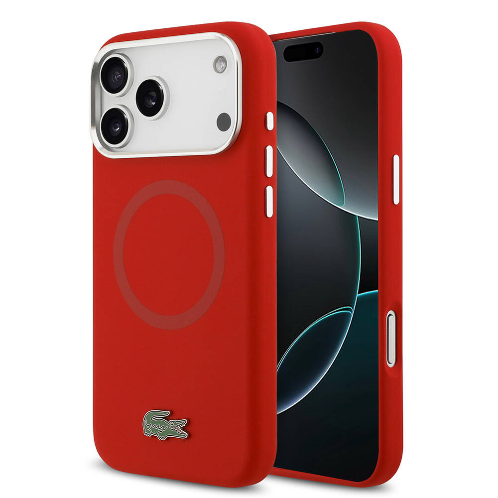 Apple iPhone 17 Pro Max Kılıf Lacoste Orjinal Lisanslı M-safe Şarj Özellikli İkonik Logolu Metal Kamera Çerçeveli Silikon Kapak - 3