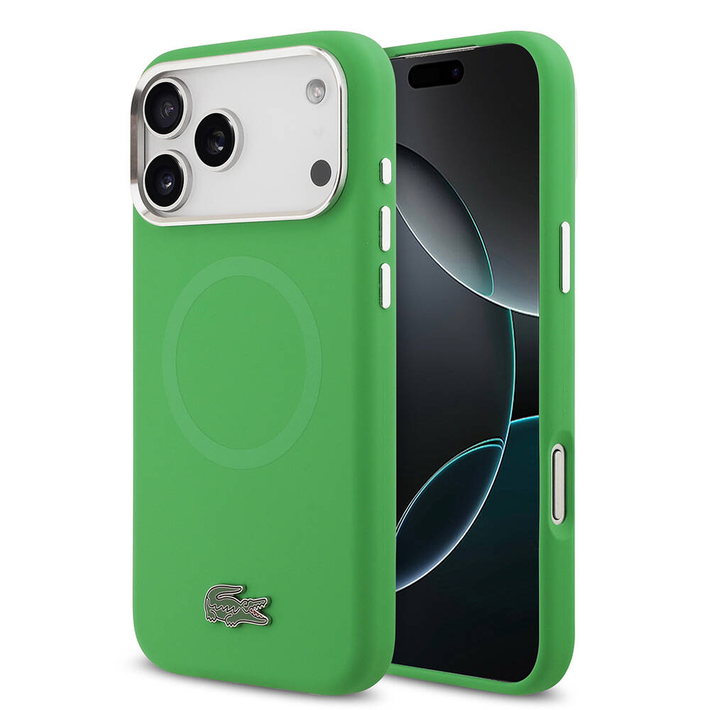 Apple iPhone 17 Pro Max Kılıf Lacoste Orjinal Lisanslı M-safe Şarj Özellikli İkonik Logolu Metal Kamera Çerçeveli Silikon Kapak - 1
