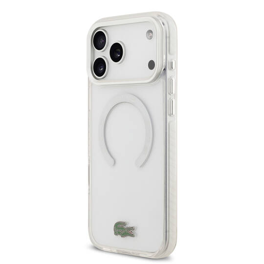 Apple iPhone 17 Pro Max Kılıf Lacoste Orjinal Lisanslı M-safe Şarj Özellikli İkonik Timsah Logolu Buzlu Kapak - 5